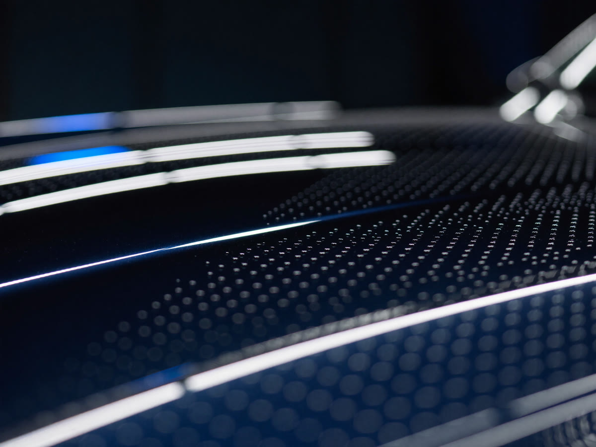 Water beading on a ceramic coated black hood